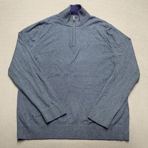 Bonobos Sweater Mens Large Blue Quarter Zip Cotton Cashmere Pullover‎ Knit Top